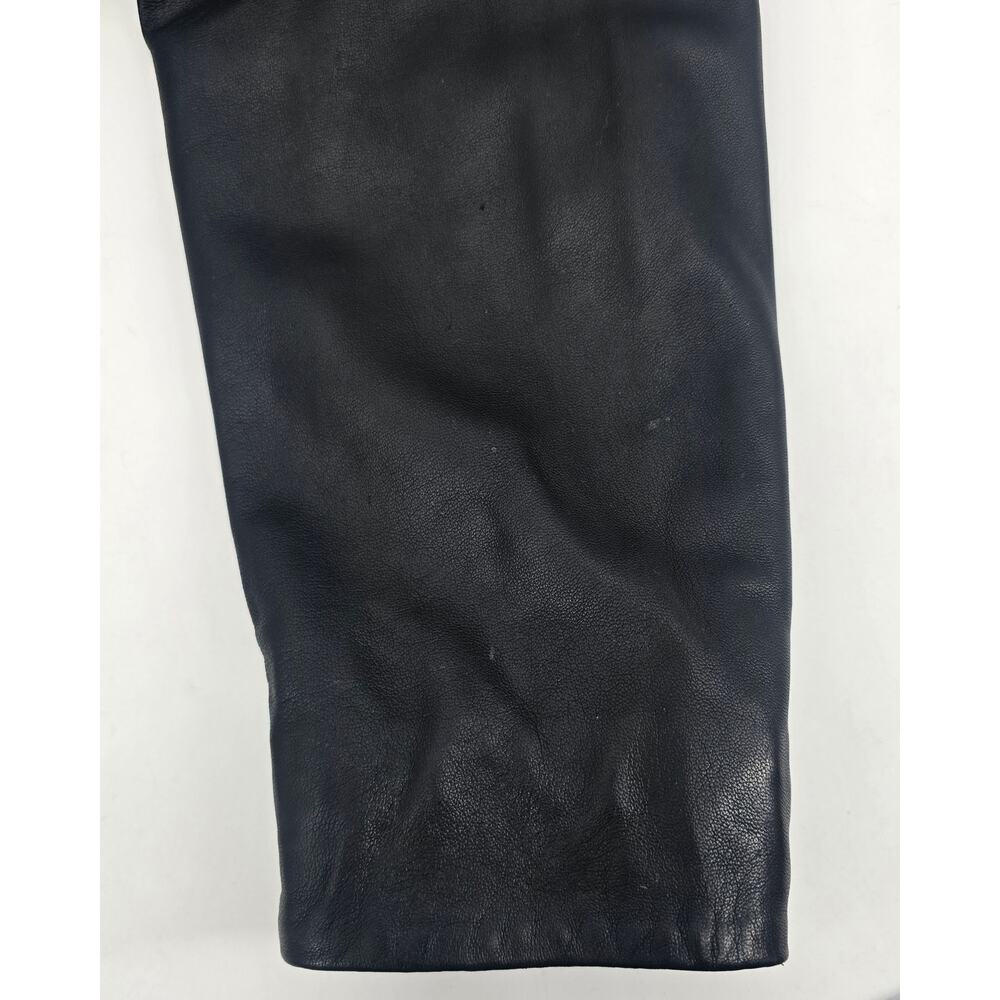 Lucky Brand Lambskin Leather Puff Sleeve Moto Jacket Black Medium Quiet Luxury‎ - Picture 3 of 6